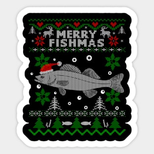 Merry Fishmas Walleye Fisherman Fishing Ugly Christmas Sticker